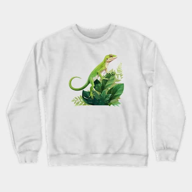 green anole Crewneck Sweatshirt by zooleisurelife